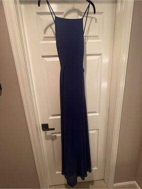 Lulu’s Women's Navy Blue Spaghetti Strap Maxi Wedding Guest Dress